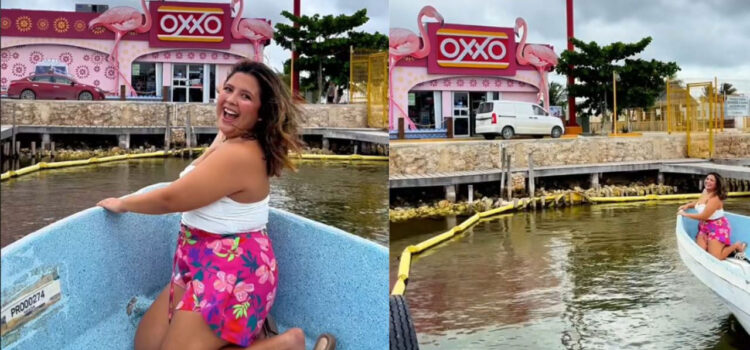 ¡Se viraliza Oxxo de Yucatán al que se llega en lancha!