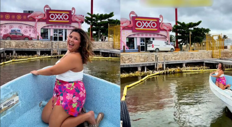 ¡Se viraliza Oxxo de Yucatán al que se llega en lancha!