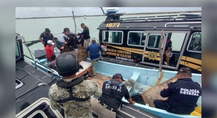 Aseguran dos lanchas por pesca furtiva en costas de Celestún, Yucatán