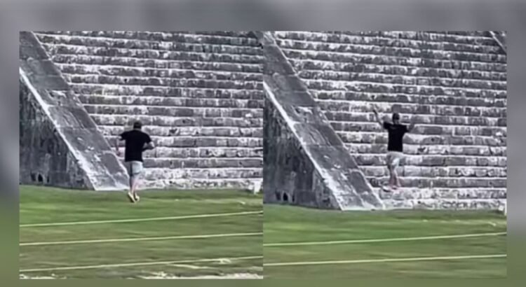 Turista enfrentará multa por subir el templo de Kukulcán, en Yucatán