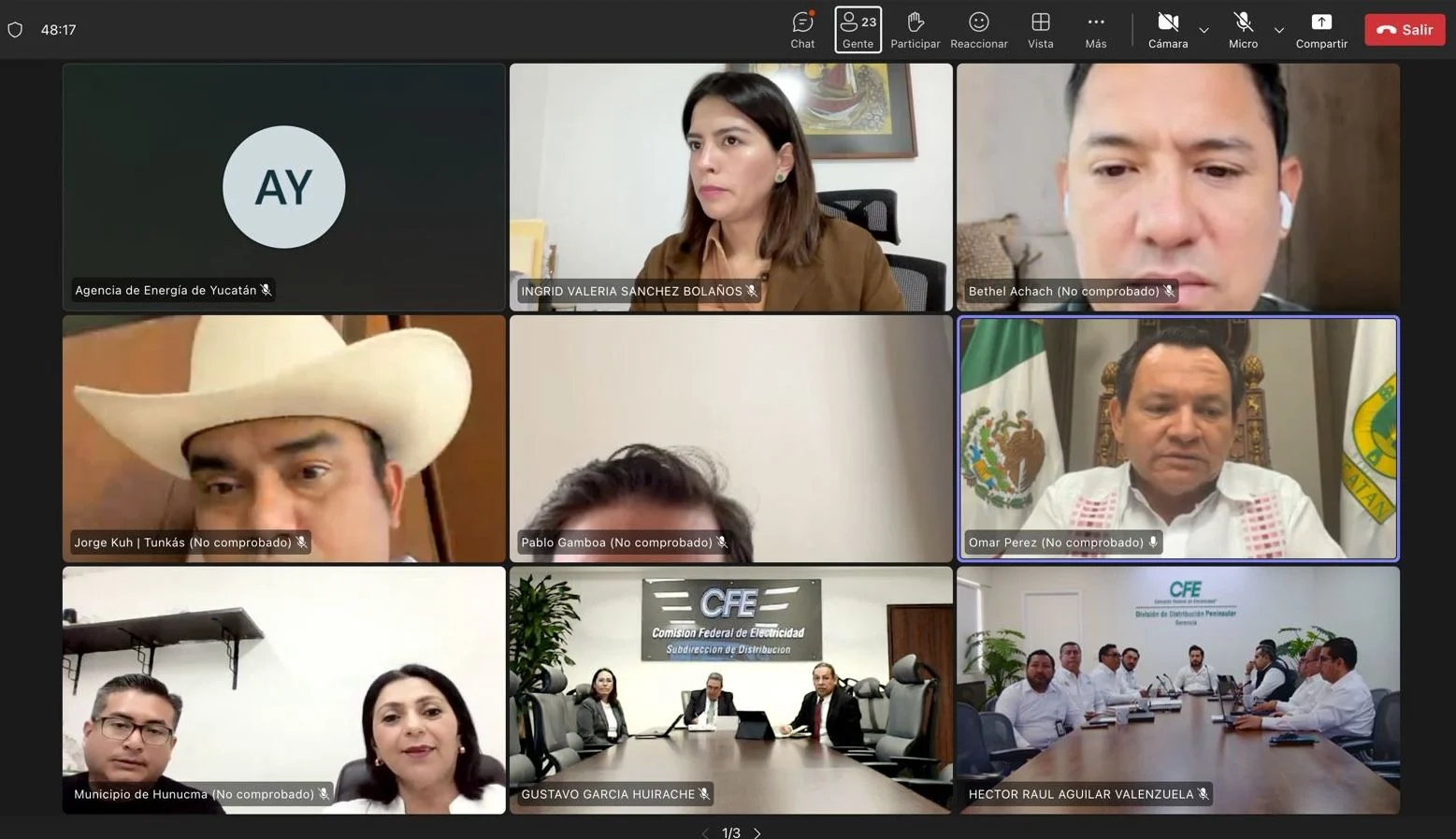 Gobernador de Yucatán y doce alcaldes municipales, sostuvieron una reunión virtual con la titular de CFE